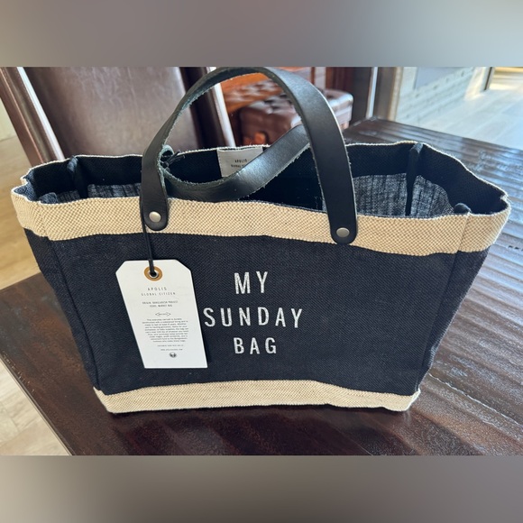 Apolis Handbags - New, Apolis Black and Tan '”My Sunday Bag'” Market Bag